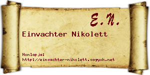 Einvachter Nikolett névjegykártya